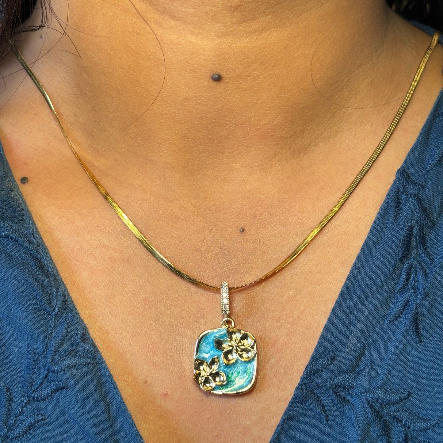 Blue Enamel Pendant