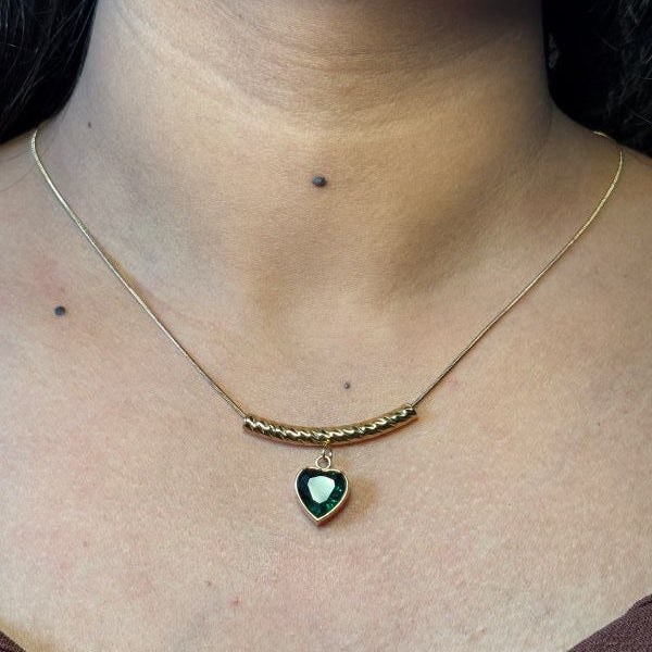 Emerald Heart Pendant Necklace