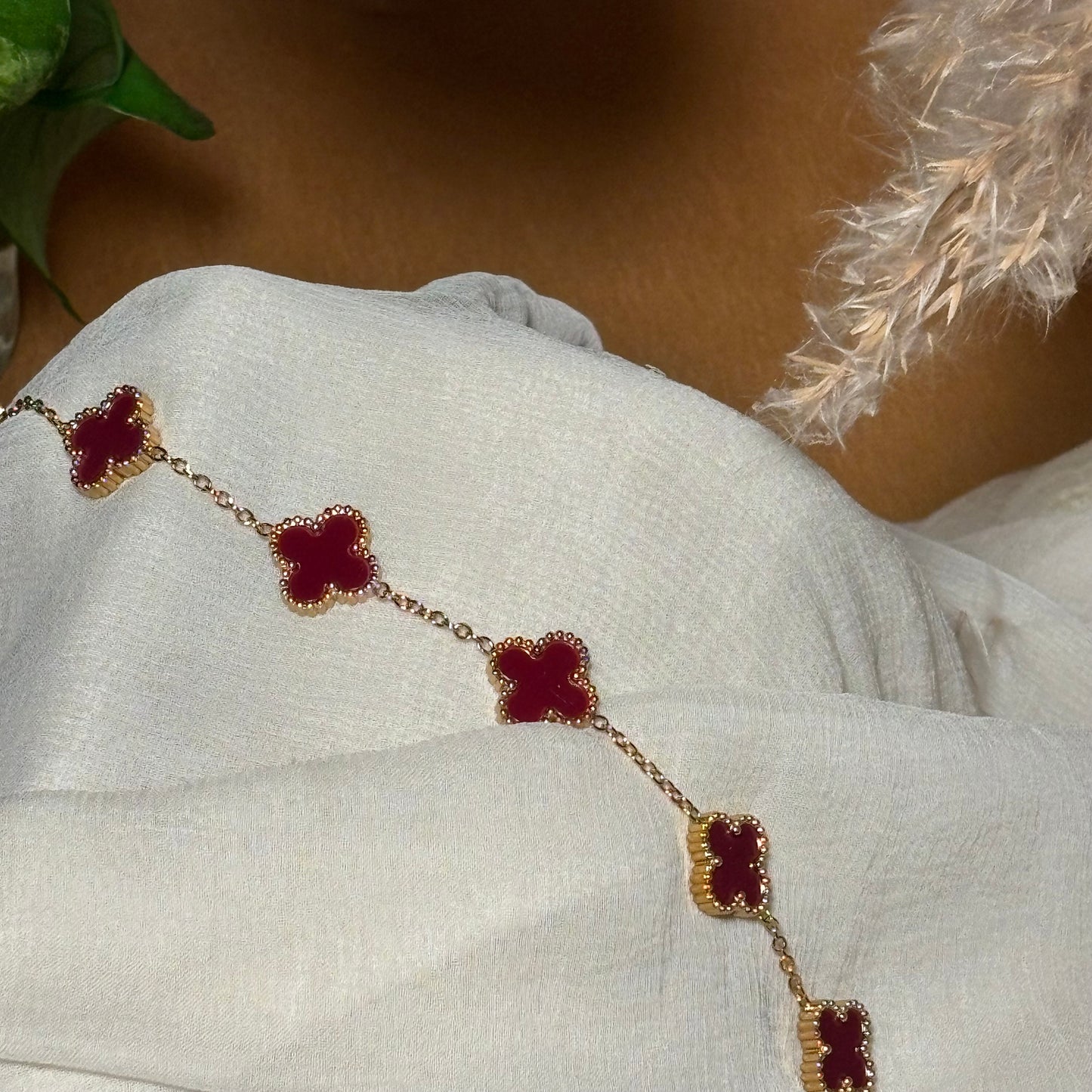 Maroon Clover Bracelet