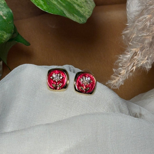 Red Enamel Earring